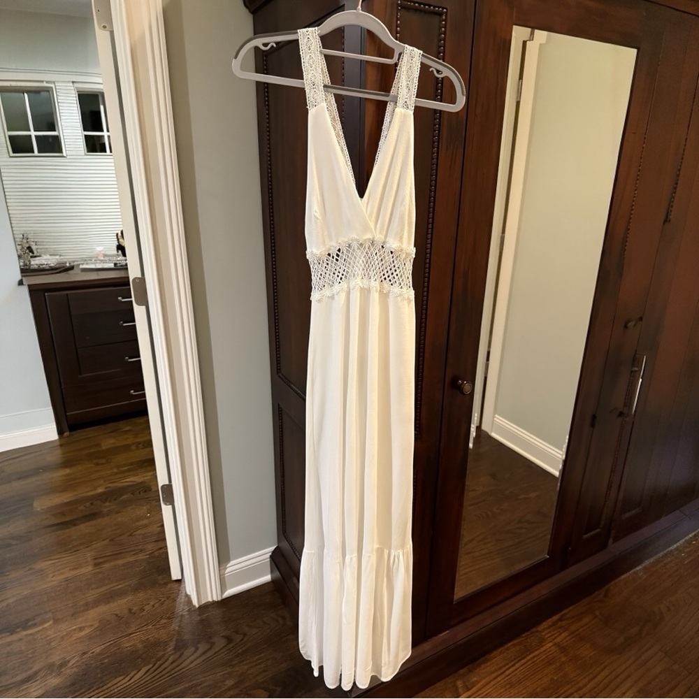 Honey Punch Lace Insert Maxi Dress – Ivory, Size - Medium - Picture 2 of 5